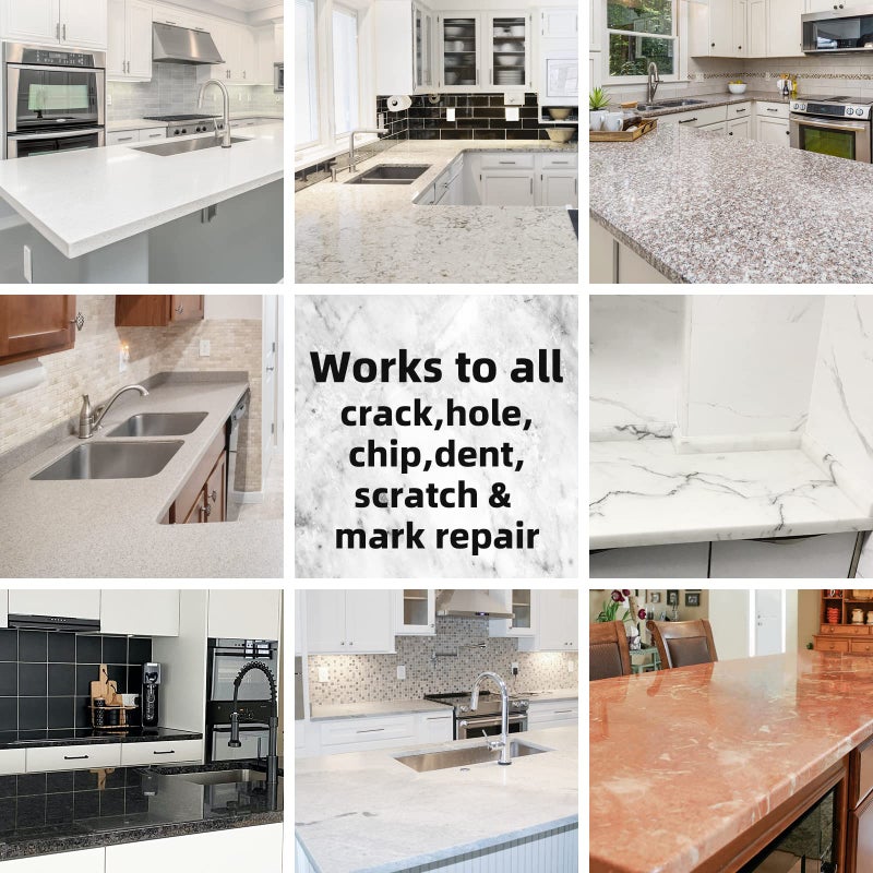 Globalcom Tile and Granite/Marble Repair Kit, Porcelain Stone and Quartz Countertops Repair Kit for Chips Dents Cracks Holes Scratch, Fix Chipped Edges Corners, Reattaches Missing Pieces - Image 5