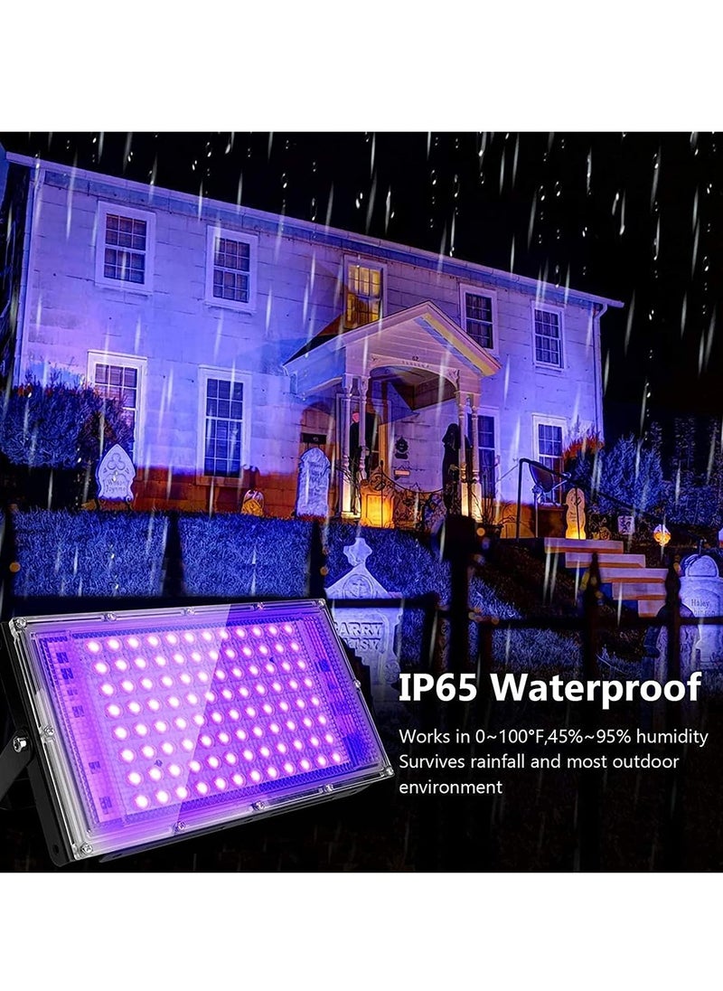 Furtey - UV Light Spotlight 100 W, LED Black Light Lamp IP65 Waterproof UV Floodlight without Plug, UV Floodlight for Glow Party, Bar, Disco, Blacklight Party (Pack of 1) [Energy Class F] - Image 1