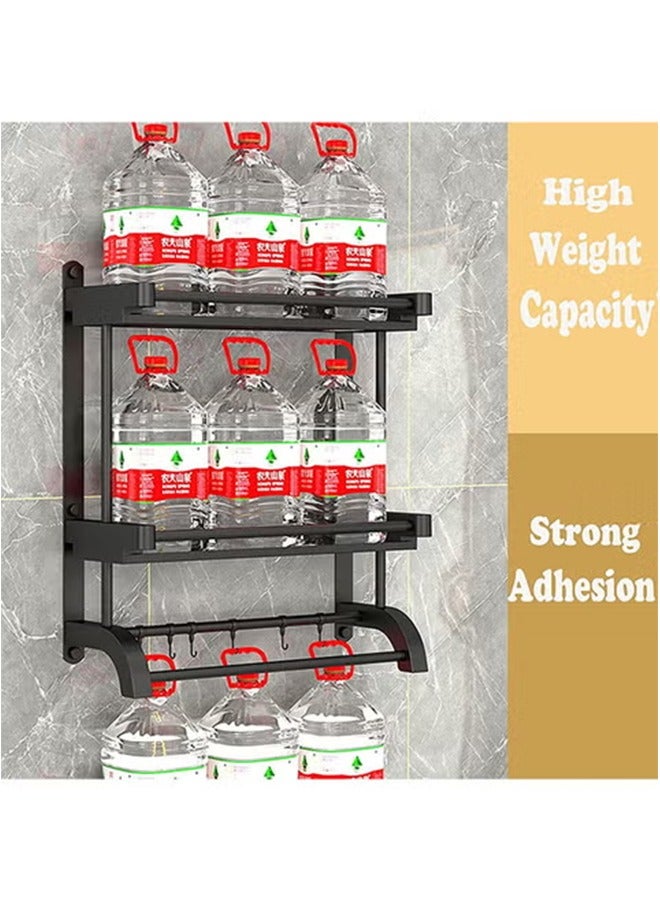 Hihonor 2 Tier Bathroom Shelf with Towel Bar,Wall Mounted Bathroom Shelf with Cup Holder,Organize Toiletries for Home/Hotel/Apartment(Black 60cm) - Image 4