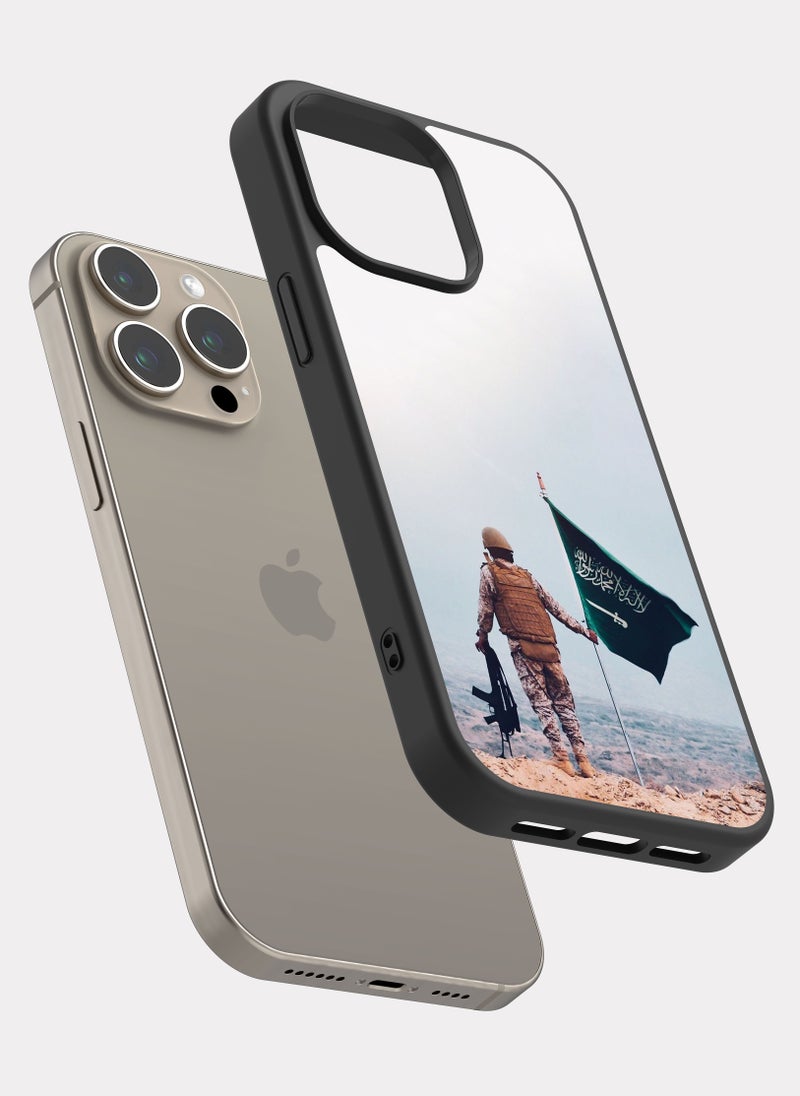 PXLAAT iPhone 15 Pro Max case cover Saudi Soldier with Flag - Image 2