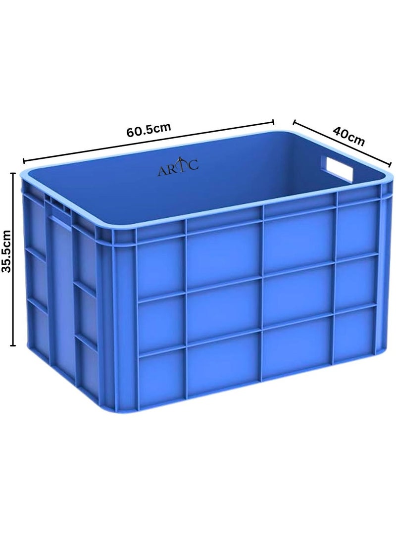 ARTC Heavy-Duty Blue Plastic Storage Crate, Durable, Stackable, Multi-Purpose Storage Bin For Home, Warehouse And Industrial Use - Image 1