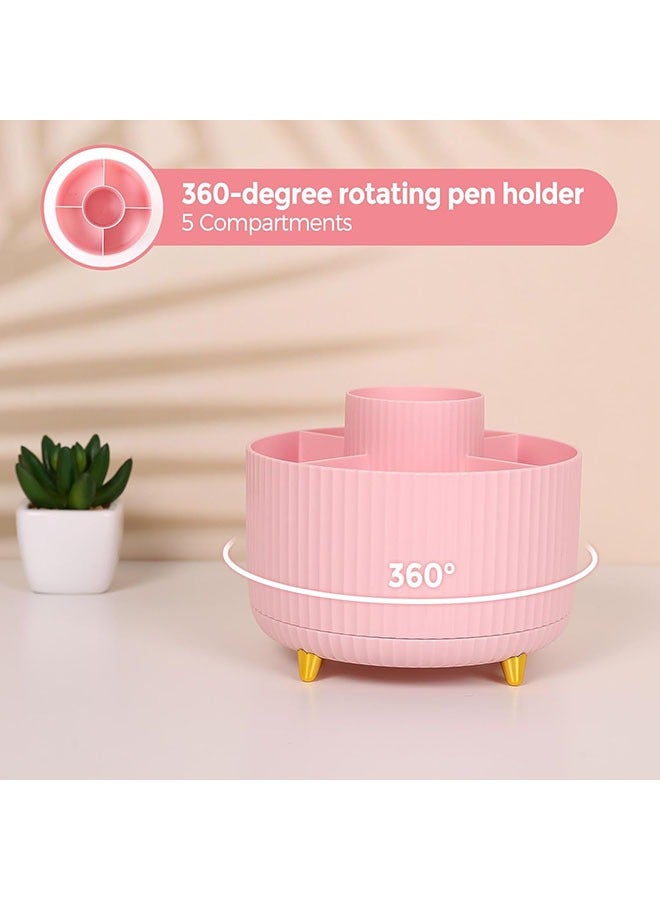 اكسسوارات المكتب 10pcs، حامل القلم الدوار 360 درجة، المقطع، إزالة المقطع، موزع الشريط، إعادة ملء الشريط 2pcs، مجموعة مقاطع الورق الملزمة، مقص، لوازم المكتب الوردية - Image 4