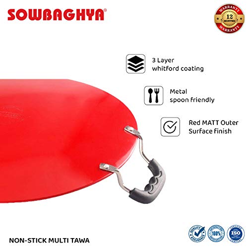 SOWBAGHYA Non-Stick Multi Tawa (30 cm, Black, Induction Friendly) – 3.2 mm Thickness, Residue-Free Cooking for Dosa & Roti - Image 4