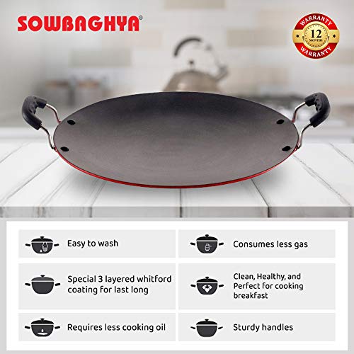 SOWBAGHYA Non-Stick Multi Tawa (30 cm, Black, Induction Friendly) – 3.2 mm Thickness, Residue-Free Cooking for Dosa & Roti - Image 5