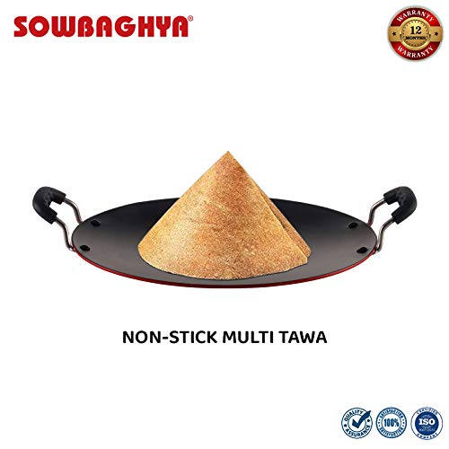 SOWBAGHYA Non-Stick Multi Tawa (30 cm, Black, Induction Friendly) – 3.2 mm Thickness, Residue-Free Cooking for Dosa & Roti - Image 2