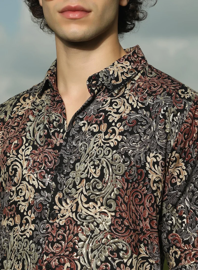 كامبوس سوترا Men's Multicolour Regal Foliage Shirt