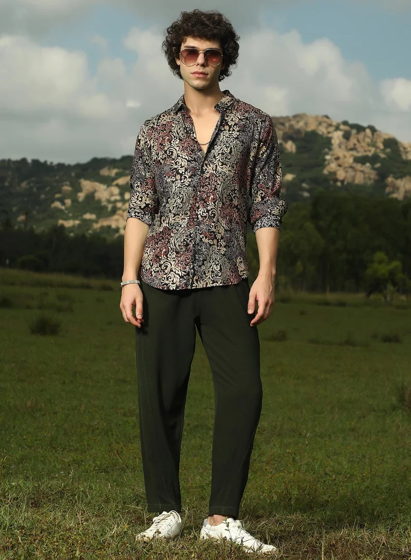 كامبوس سوترا Men's Multicolour Regal Foliage Shirt
