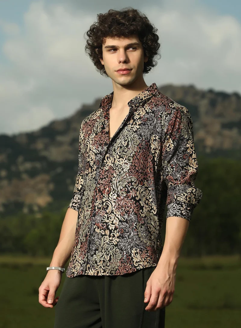 كامبوس سوترا Men's Multicolour Regal Foliage Shirt