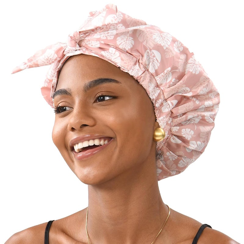 YANIBEST Yanibest Luxury Non-Slip Shower Cap for Women, Adjustable Waterproof Shower Cap, Reusable Cute Shower Cap Hair Cap to Keep Hair Dry