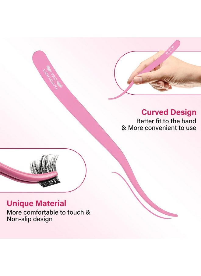 PRO LASHBEAUTY Pro Lash Tweezers Eyelash Applicator For Lash Clusters 3 In 1 Diy Lash Extension Professional Lash Tweezers Kit Super Grip Eyelash Tweezers With Lash Brush(3 Pcs-02)  - Image 3