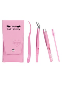 Pro Lash Tweezers Eyelash Applicator For Lash Clusters 3 In 1 Diy Lash Extension Professional Lash Tweezers Kit Super Grip Eyelash Tweezers With Lash Brush(3 Pcs-02)