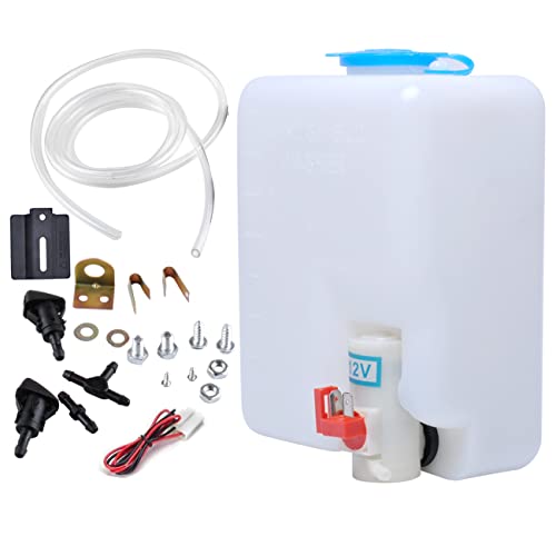 Wadoy 12V Universal Car Windshield Washer Pump System with Jet Button Switch 160186 Reservoir Tank Bottle Kit Universal Windshield Washer Kit - Image 1