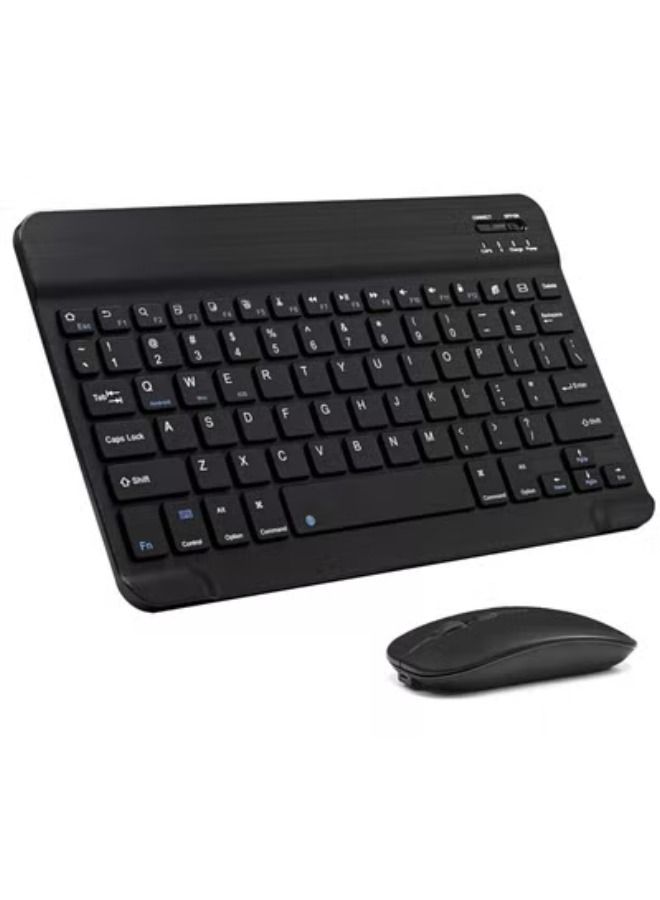 ACLIX Ultra-Slim Bluetooth Keyboard and Mouse Combo Rechargeable Portable Wireless Keyboard Mouse Set for Apple iPad iPhone iOS 13 and Above Samsung Tablet Phone Smartphone Android Windows (Black) - Image 1