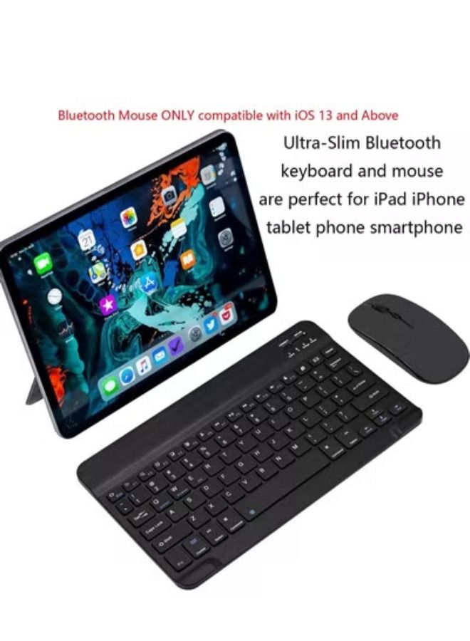 ACLIX Ultra-Slim Bluetooth Keyboard and Mouse Combo Rechargeable Portable Wireless Keyboard Mouse Set for Apple iPad iPhone iOS 13 and Above Samsung Tablet Phone Smartphone Android Windows (Black) - Image 2
