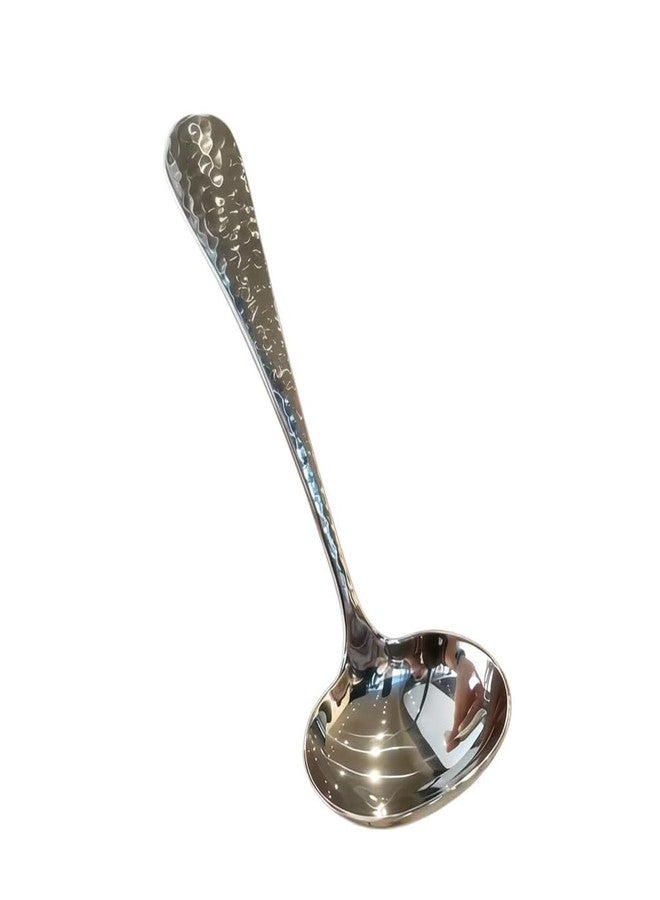 ZDFQly Gravy Ladle, Hammered Small Sauce Ladle, Soup Ladles 18/10 Stainless Steel, 7.08 In (Silver) - Image 1