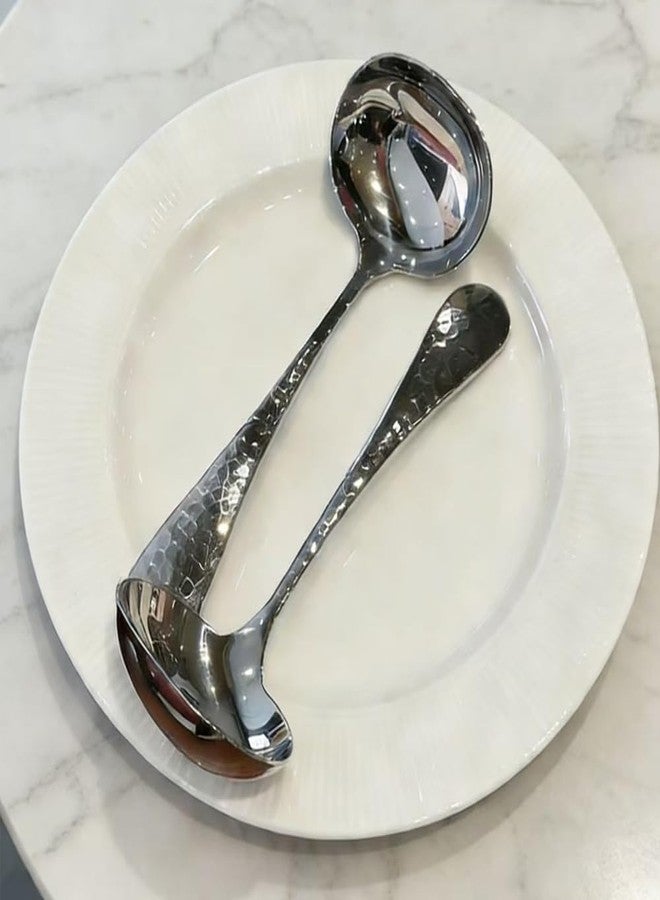 ZDFQly Gravy Ladle, Hammered Small Sauce Ladle, Soup Ladles 18/10 Stainless Steel, 7.08 In (Silver) - Image 3