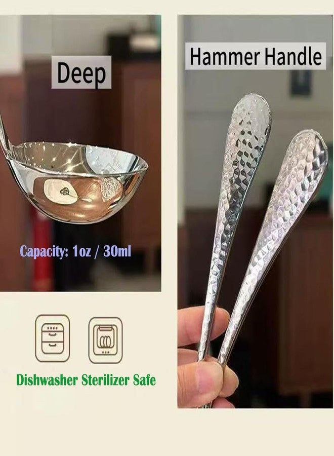 ZDFQly Gravy Ladle, Hammered Small Sauce Ladle, Soup Ladles 18/10 Stainless Steel, 7.08 In (Silver) - Image 4