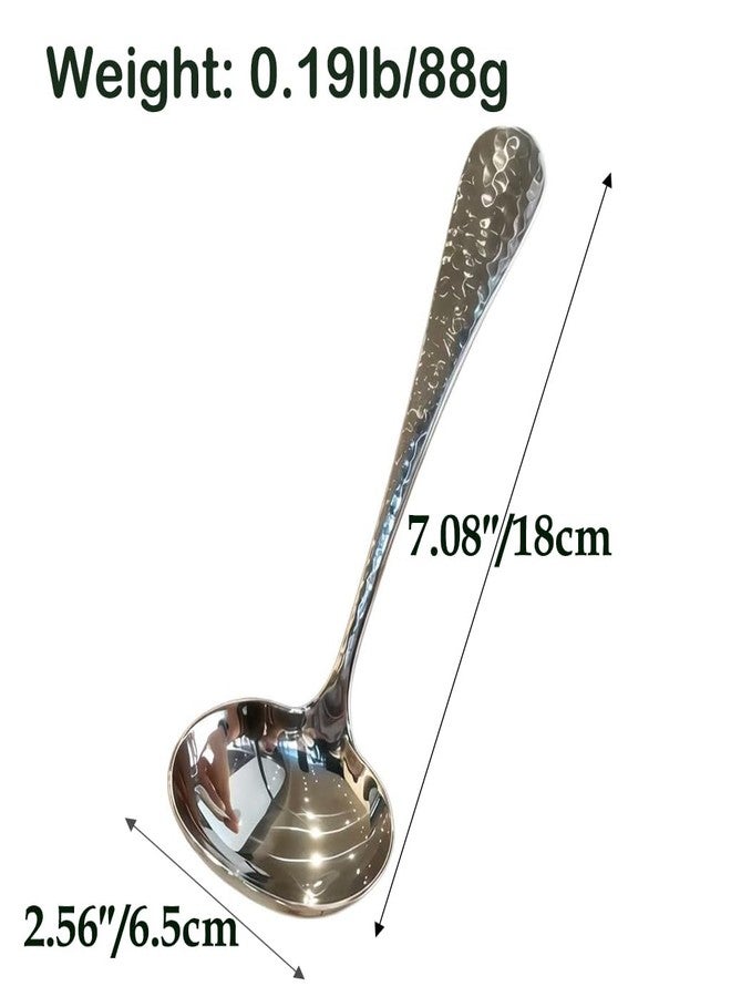 ZDFQly Gravy Ladle, Hammered Small Sauce Ladle, Soup Ladles 18/10 Stainless Steel, 7.08 In (Silver) - Image 2