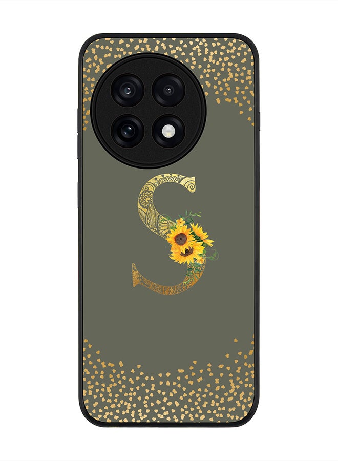 Stylizedd For OnePlus 13R / Ace 5 Pro Case,Slim fit Camera Protection, Shockproof Thin Phone cover  - Custom Floral Monogram - S  (Olive Green )