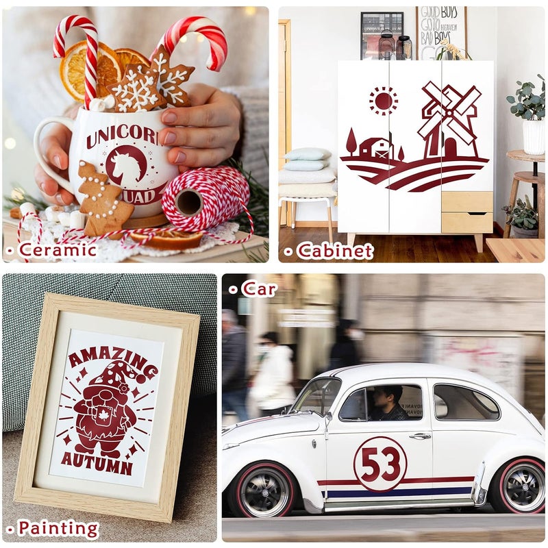 WRAPXPERT فينيل كستنائي دائم، 12 بوصة × 30 أقدام فينيل أحمر نبيذ غير لامع لـ Cricut، لفة فينيل لاصق ساتان بورجوندي لـ Cricut وSilhouette - Image 3