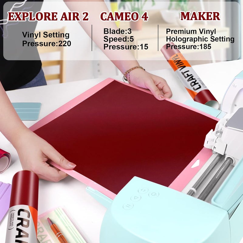 WRAPXPERT فينيل كستنائي دائم، 12 بوصة × 30 أقدام فينيل أحمر نبيذ غير لامع لـ Cricut، لفة فينيل لاصق ساتان بورجوندي لـ Cricut وSilhouette - Image 5