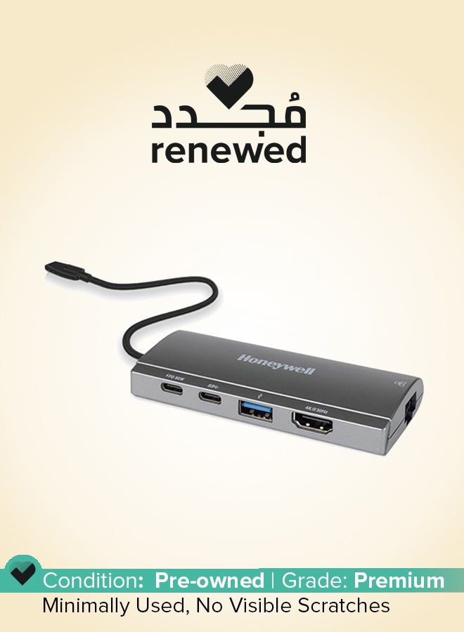 Honeywell Renewed - Honeywell 5-in-1 Type C Mini Docking Station with 4K HDMI, RJ45 Ethernet, USB 3.0, and Dual Type C Ports Black - Image 1