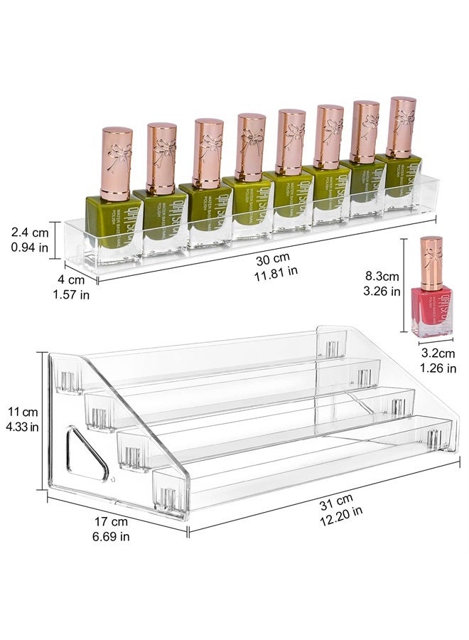JessLab Sunglass Organizer, 4-Tier Clear Acrylic Acrylic Display Rack Nail Polish Organizer Eyeglasses Storage Essential Oil Holder Cosmetic Display Case Sunglasses Eyewear Shelf Tray  - Image 2