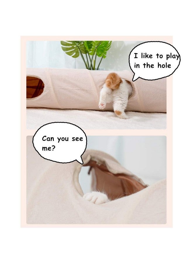 Primst Collapsible Cat Tunnel,Durable Suede Pet Toys Play Tunnel with Ball and Hole,for Cats,Rabbits,Kittens,Puppy and Small Pets (Beige 47x10inch) - Image 4