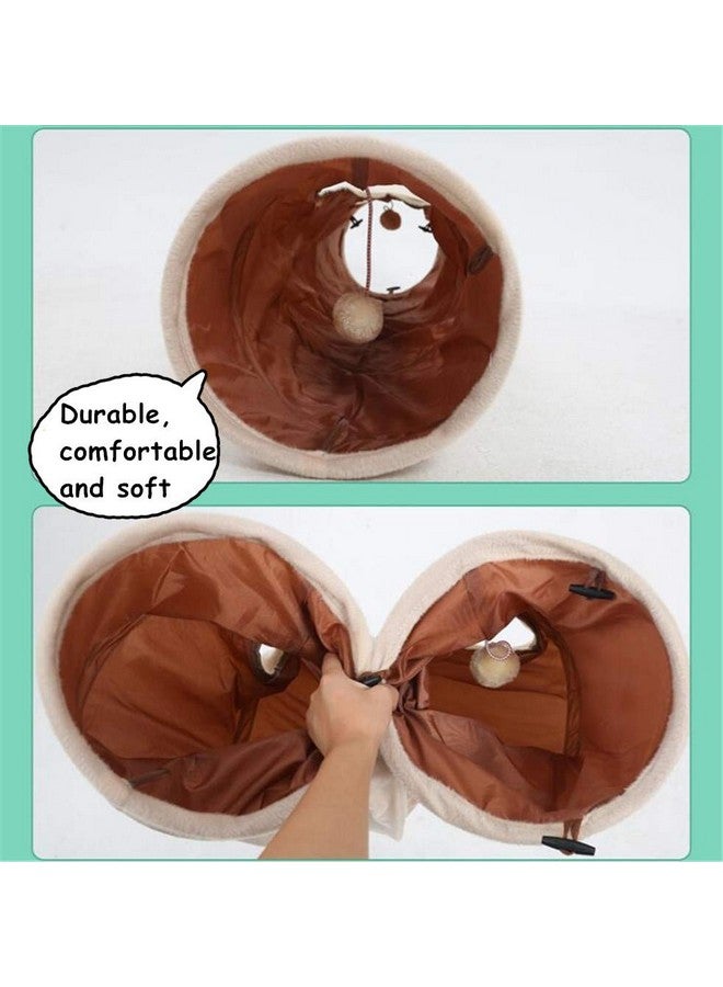 Primst Collapsible Cat Tunnel,Durable Suede Pet Toys Play Tunnel with Ball and Hole,for Cats,Rabbits,Kittens,Puppy and Small Pets (Beige 47x10inch) - Image 5
