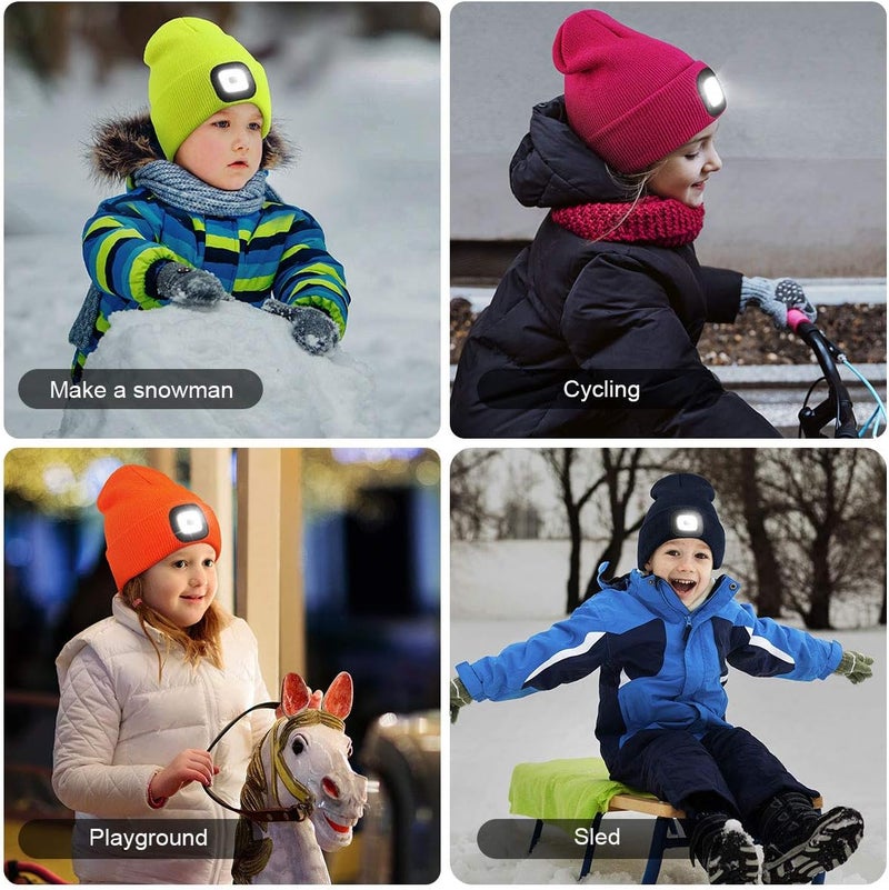 YunTuo Store LED Beanie for Kids, Unisex Rechargeable Headlamp Hat Winter Night Lighted Cap, Gifts for Kids Boys Girls - Image 5