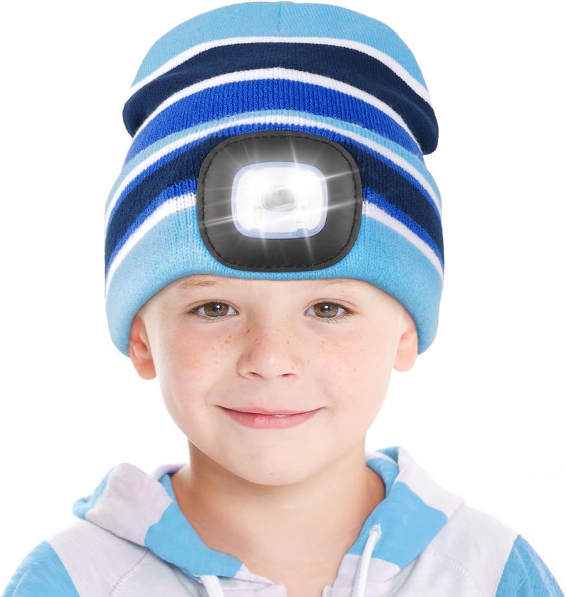 YunTuo Store LED Beanie for Kids, Unisex Rechargeable Headlamp Hat Winter Night Lighted Cap, Gifts for Kids Boys Girls - Image 1