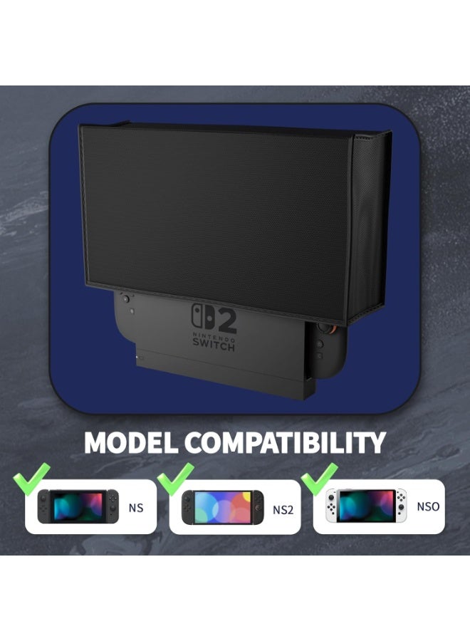 كيلا غطاء غبار لوحدة تحكم نينتندو سويتش 2، غلاف مضاد للخدش مقاوم للماء لوحدة تحكم نينتندو سويتش 2 وقاعدة الشحن - أسود - Image 3