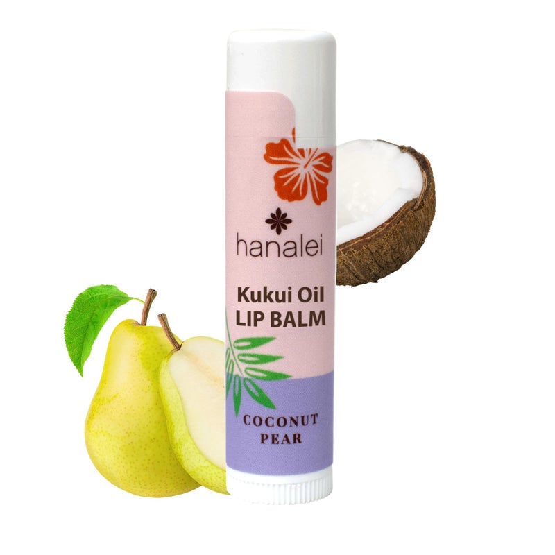 Hanalei Lip Balm & Moisturizer â€“ Natural Kukui Oil & Beeswax for Hydrating, Soothing & Repairing Dry, Chapped Lips â€“ Long-Lasting Care â€“ Softens, Nourishes & Protects â€“ Coconut Pear Flavor - Image 1