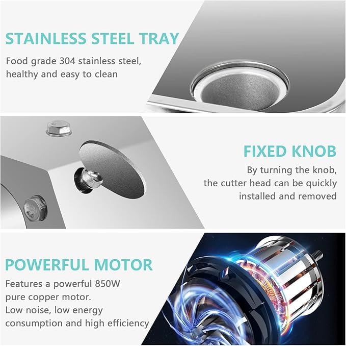 BLEND ART Blend Art Electric Meat Grinder Commercial Grade Stainless Steel Mincer Sausage Stuffer Kubbe Kit High Capacity Heavy Duty Food Processor for Grinding Meat Kitchen Restaurant 850W  - Image 3