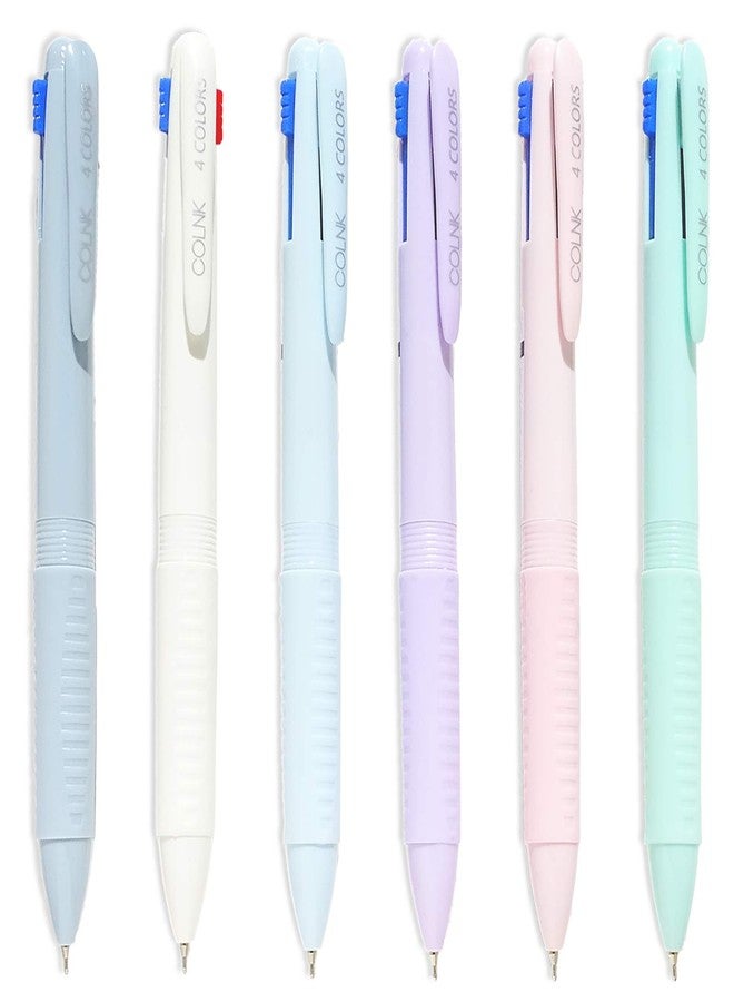 COLNK Multicolor Ballpoint Pen 0.5, 4-in-1 Colored Pens Fine Point,Ballpoint Gift Pens for Planner Journaling,Assorted Ink, 6-Count - Image 1