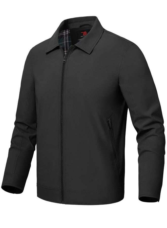 Rdruko Mens Light Jackets Windbreaker Spring Fall Lightweight Jackets Caual Stylish Jacket with Pockets Black 2XL - Image 1