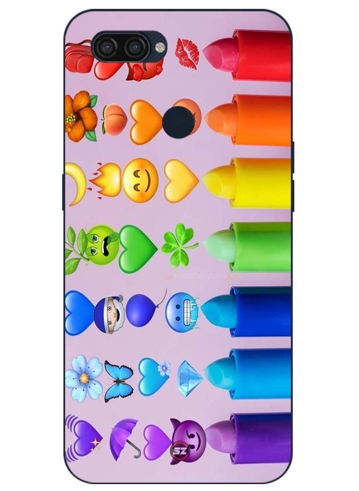 Protective Printed Mobile Cover Colour Lipstick With Emoji For Oppo A12 2020