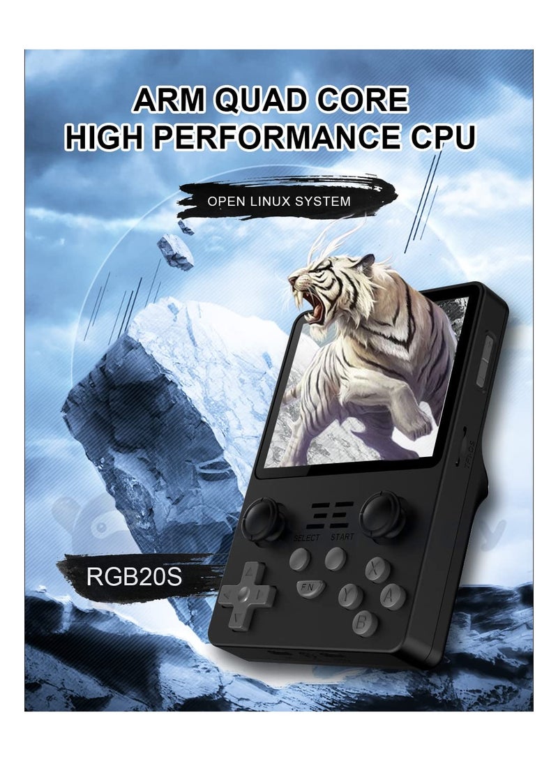 SOLARAE RGB20S Retro Handheld Arcade Game Console, 3.5 Inch Mini Retro Arcade Video Game Console, IPS Screen with 128G Card & 25000 Games, for for Kids Adults Game Lovers, Open Source Game Player, Black - Image 2
