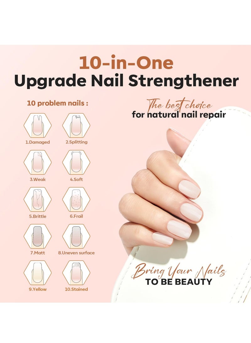 modelones modelones Nail Strengthener, Milky White Nail Natural Concealer Foundation Polish Air Dry Nail Growth Polish for Damaged Nails Imperfection Masking Gifts for Women 15ml - Image 2