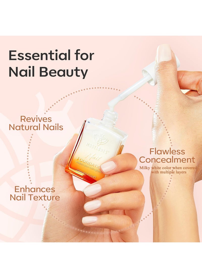 modelones modelones Nail Strengthener, Milky White Nail Natural Concealer Foundation Polish Air Dry Nail Growth Polish for Damaged Nails Imperfection Masking Gifts for Women 15ml - Image 3