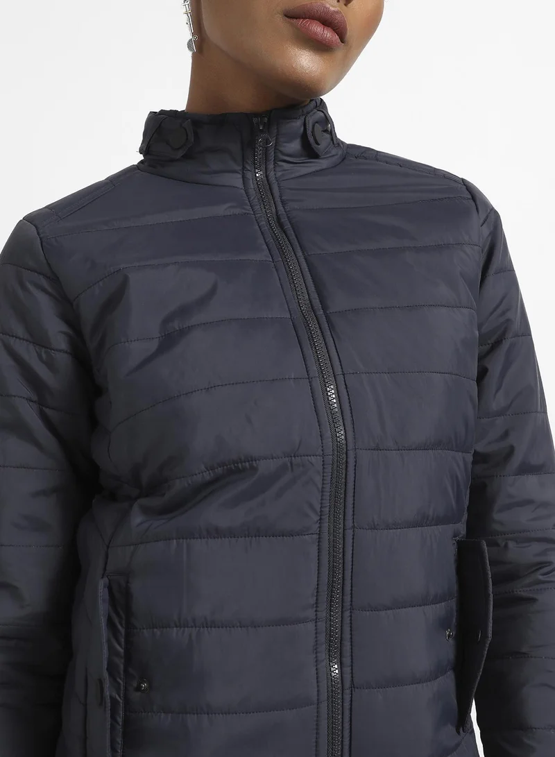 Pinacolada  Women's Navy Blue Quilted Puffer Jacket With Zip Closure for Women | Best Price UAE