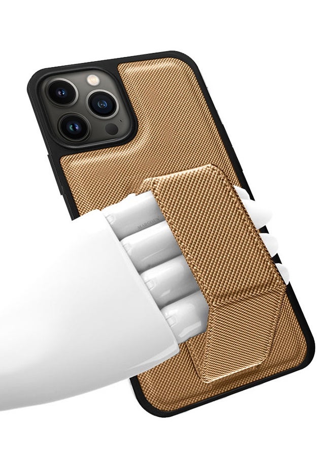 CATANES Shockproof Case with Integrated Hand Strap for iPhone 13 Pro Max - Foldable Kickstand and Anti-Drop Protection for Secure Grip and Hands-Free Viewing - Brown - Image 3