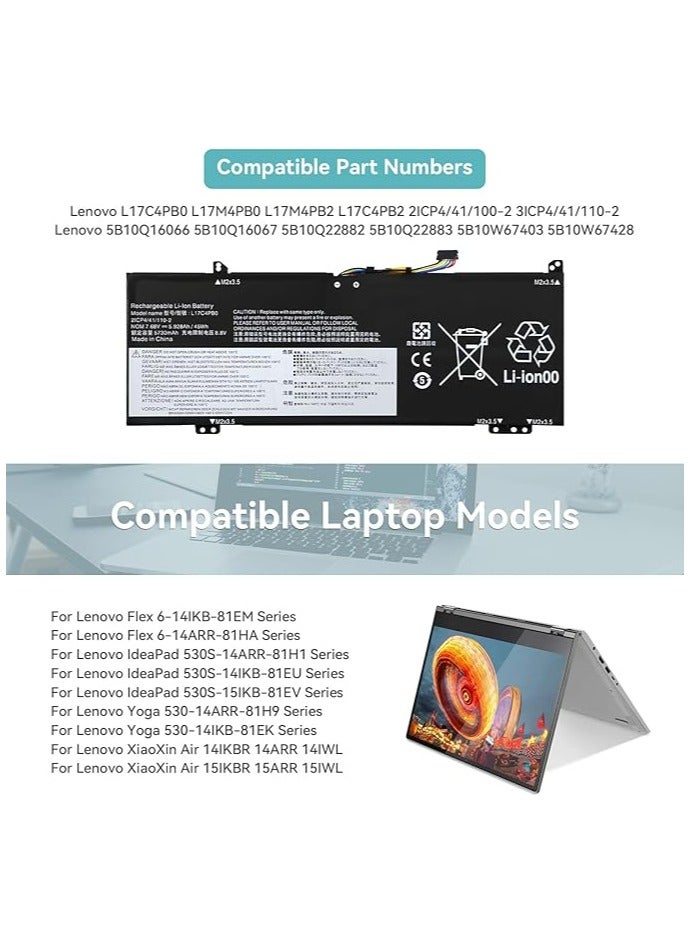 Terabyte بطارية لابتوب بديلة L17C4PB0 L17M4PB0 لجهاز Lenovo Flex 6-14ARR 6-14IKB IdeaPad 530S-14IKB 530S-14ARR 530S-15IKB Yoga 530-14ARR 530-14IKB XiaoXin Air 14IKBR 14IKBR 14IKB 4IWL 1 4ARR 15IKBR 15ARR - Image 3