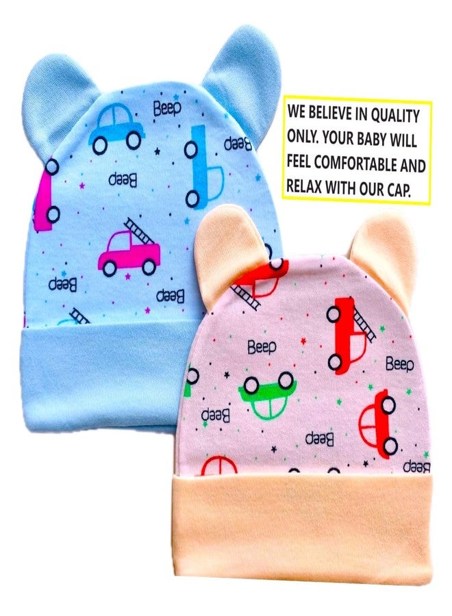 Wavva® 100% Cotton New Born Baby Cap with Ears (Good Design) for 0-6 Months | Baby Cap for Baby boy|Girls| Unisex Durable Gift Set. (Multi-Color) (3) - Image 4