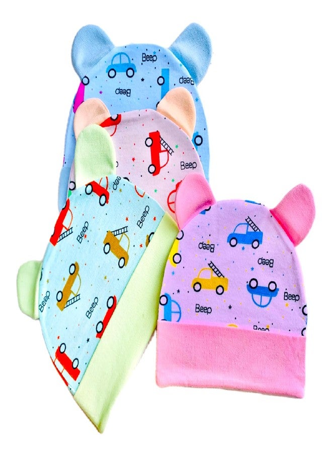 Wavva® 100% Cotton New Born Baby Cap with Ears (Good Design) for 0-6 Months | Baby Cap for Baby boy|Girls| Unisex Durable Gift Set. (Multi-Color) (3) - Image 5
