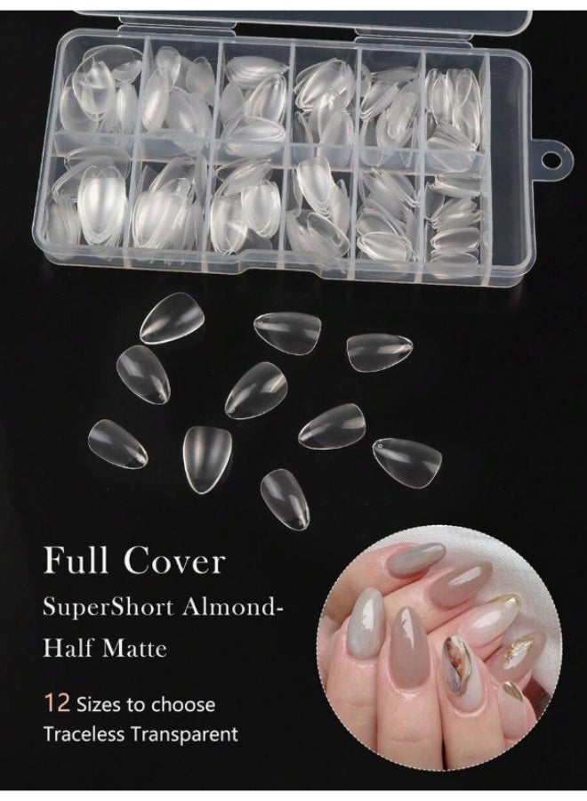Shein 240pcs Medium Almond Transparent False Nail Tips – 12 Sizes Pack for Salon & DIY Nail Art - Image 1