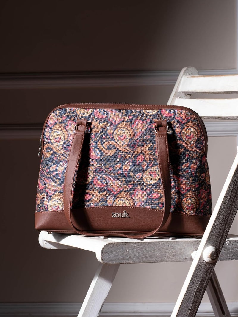 ZOUK حقيبة عمل شاملة | جوت | حقيبة كتف نسائية مصنوعة يدويًا من الجلد النباتي مع مقبضين مزدوجين - Image 3