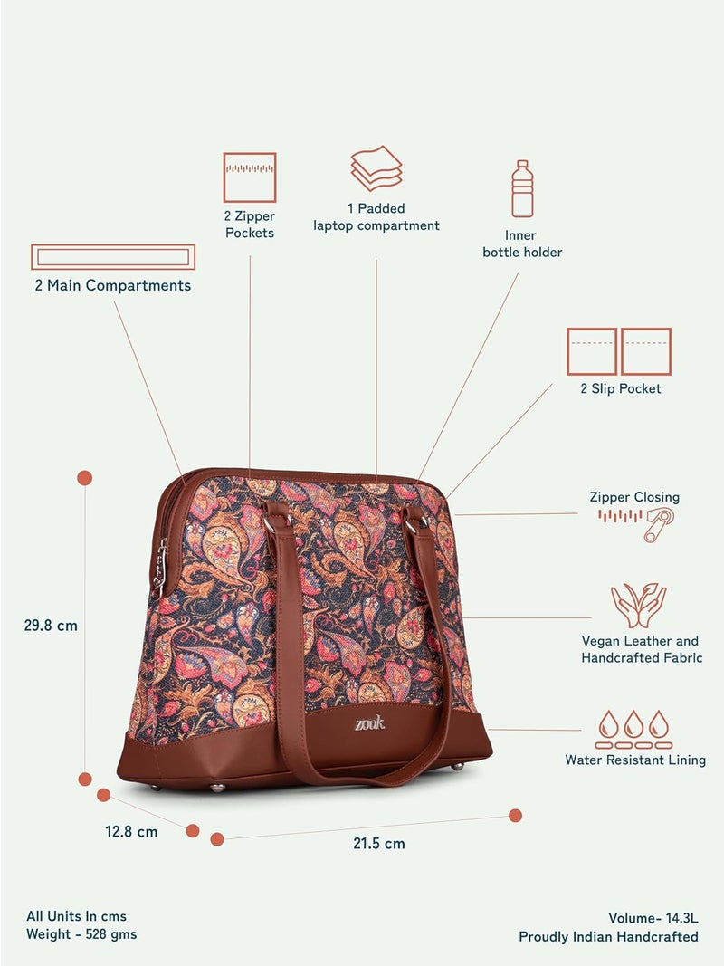 ZOUK حقيبة عمل شاملة | جوت | حقيبة كتف نسائية مصنوعة يدويًا من الجلد النباتي مع مقبضين مزدوجين - Image 4