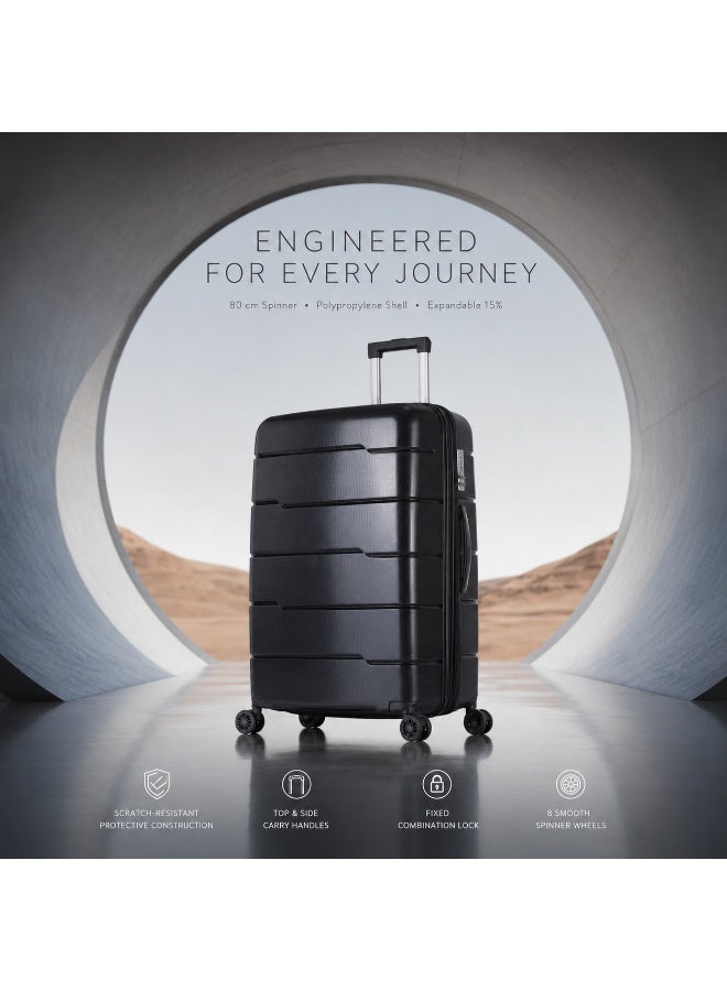 80 cm Spinner Luggage Trolley Bag, Original Polypropylene Material, Large Hard Shell Travel Suitcase, Lightweight Design, Smooth Rolling Wheels, 2-Year Warranty, Replacement Warranty from Authorized Distributor and Seller - Image 1