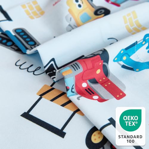 Homilay Queen Sheet Set Kids - Cars 4 Pieces Soft Microfiber Cartoon Style Bedsheets for Boys Girls Teens, Oeko TEX Breathable 15 Inch Deep Pocket Sheets(Engineering Cars) - Image 4